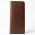 Handmade Full Grain Brown Leather Bifold Long Wallet: Slim Minimalist Design
