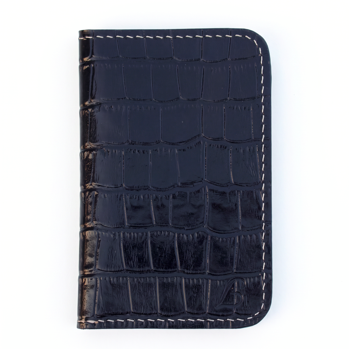 Handmade Full Grain Leather Bifold Wallet: Slim Vertical Alligator Design