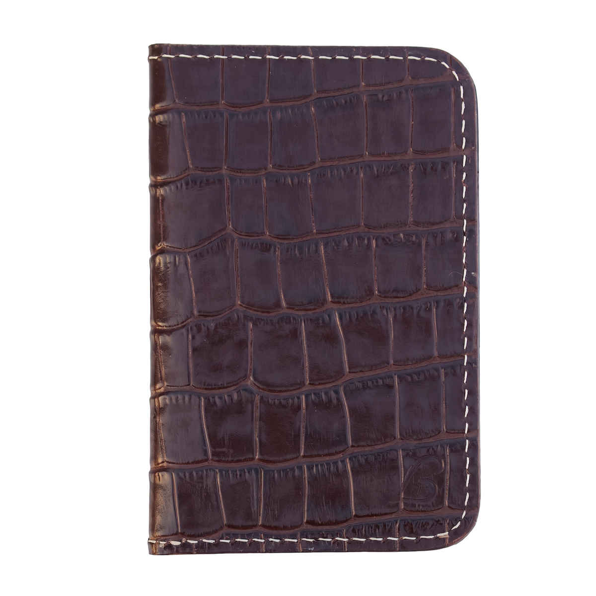 Handmade Full Grain Leather Bifold Wallet: Slim Vertical Alligator Design