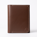 Handmade Full Grain Leather Bifold Wallet: Slim, Compact, Big Cash Pocket, Brown