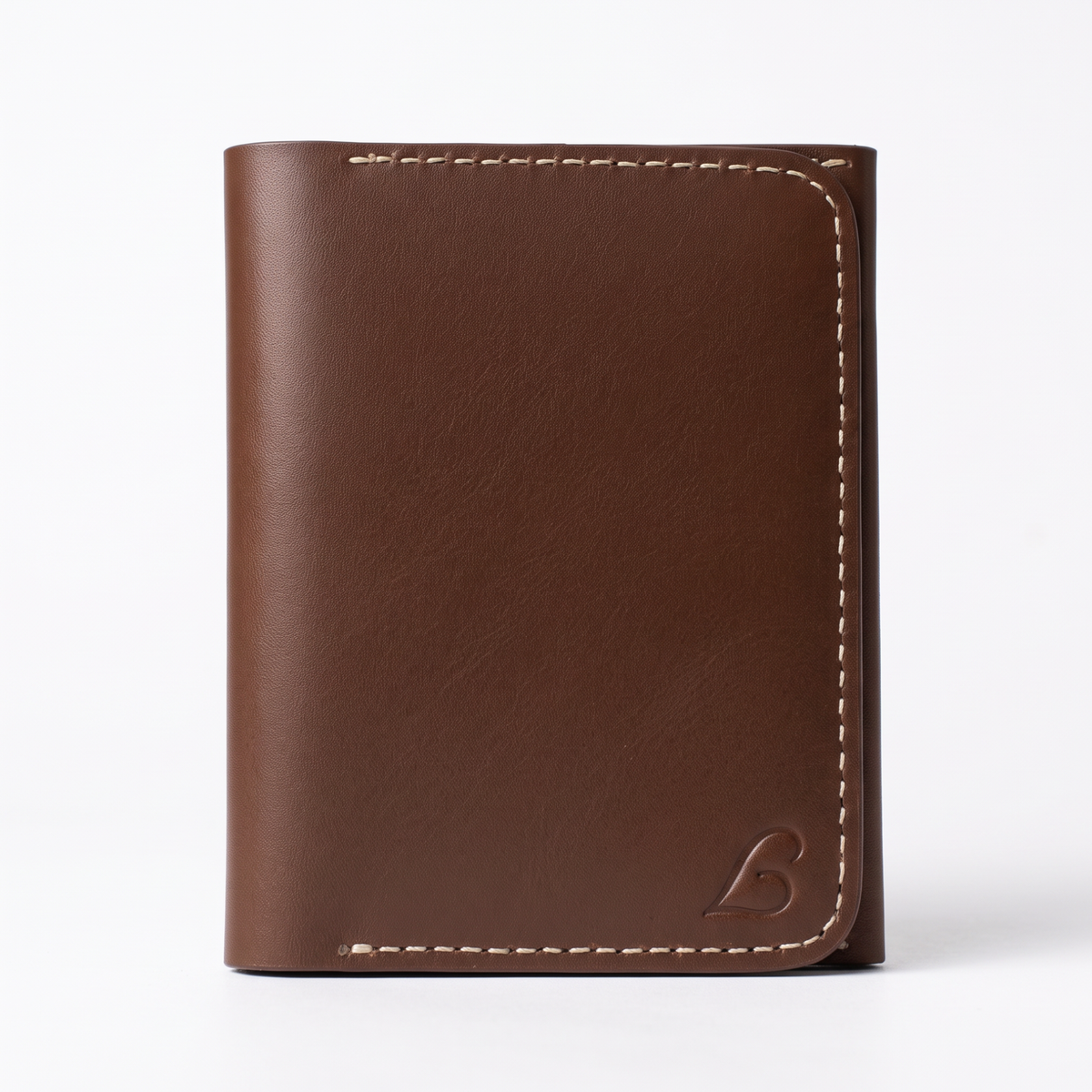 Handmade Full Grain Leather Bifold Wallet: Slim, Compact, Big Cash Pocket, Brown