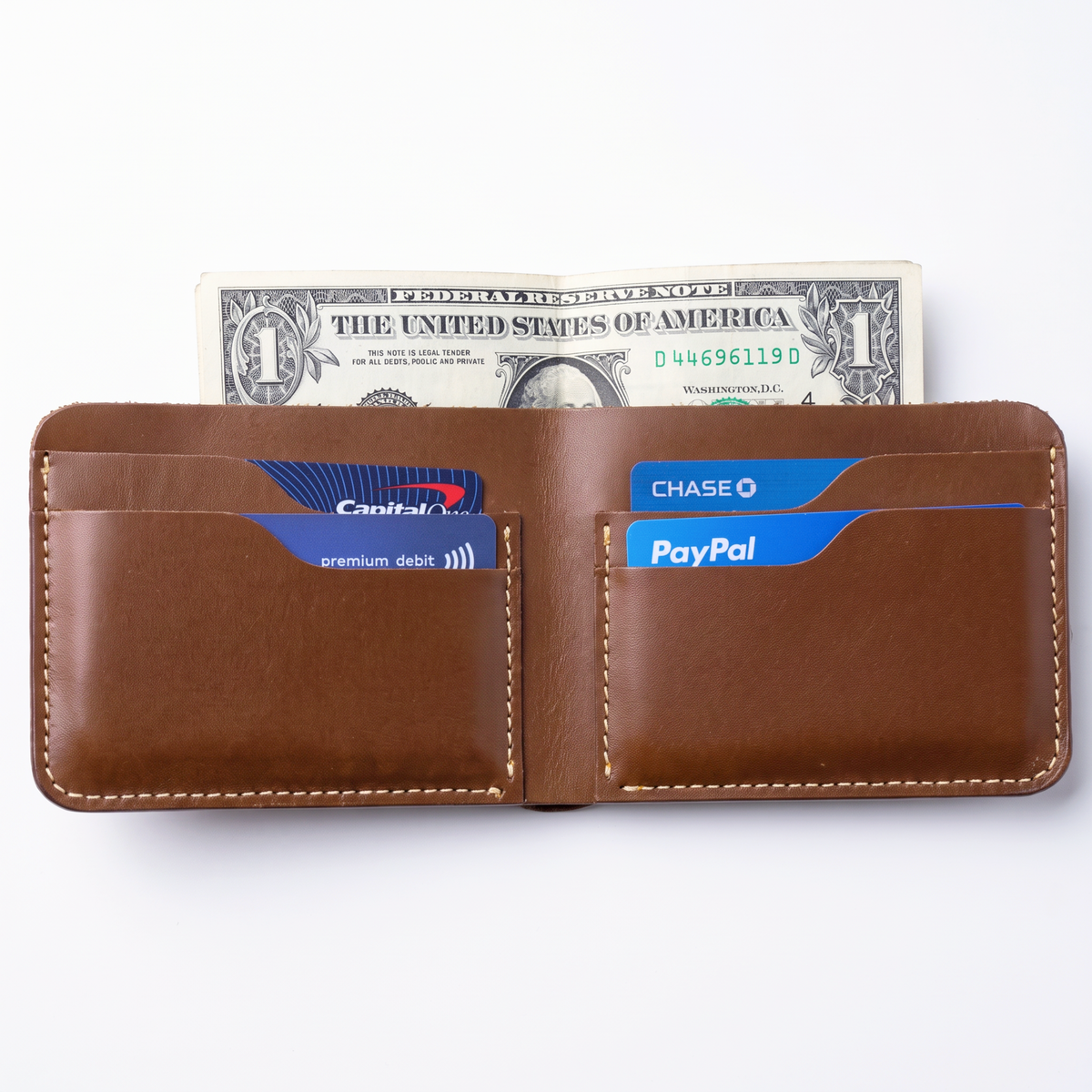 Genuine Handmade Full Grain Leather Bifold Wallet for Men, Slim, Natural, Compact, Classy, Convenient
