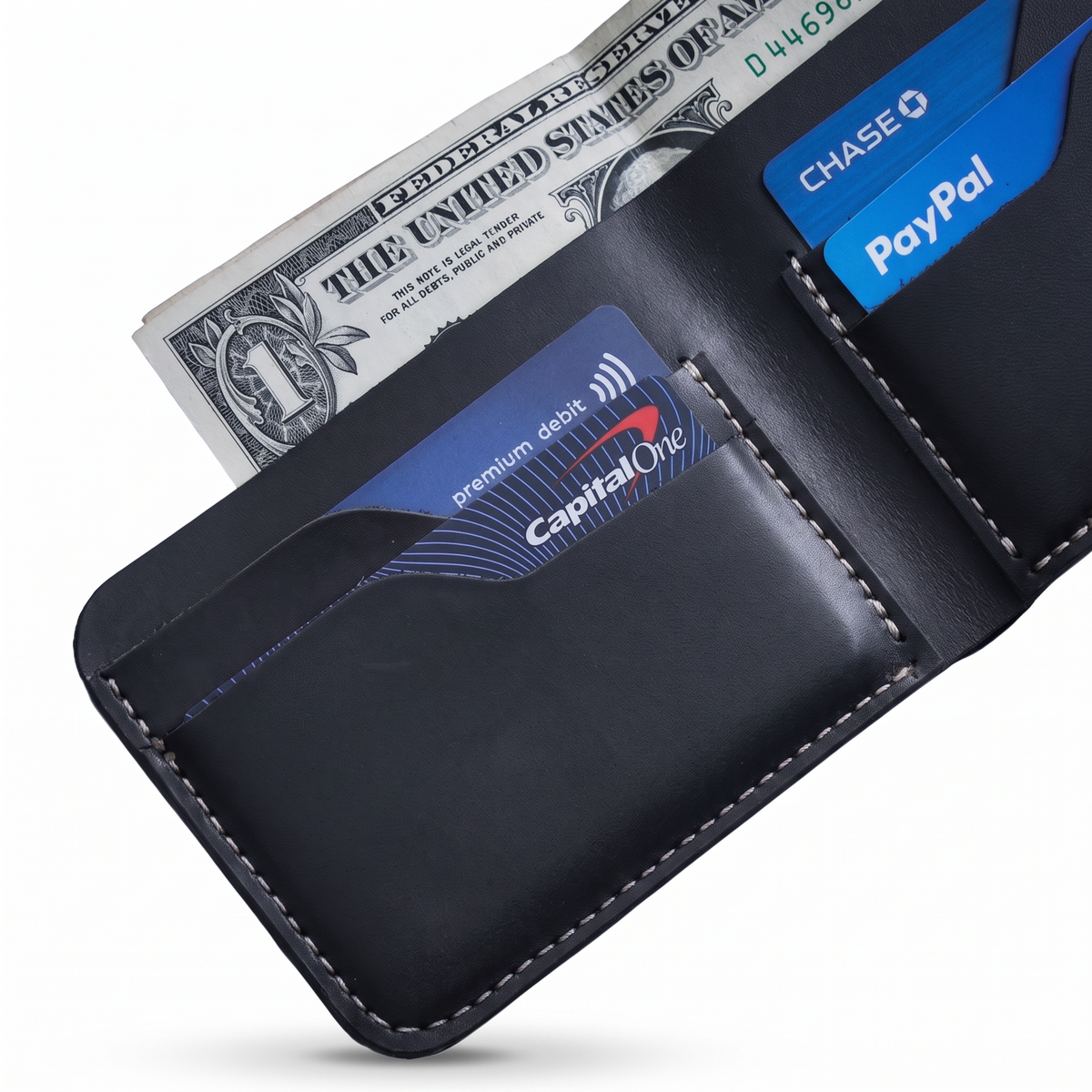 Handmade Full Grain Leather Bifold Wallet: Slim, Compact Design