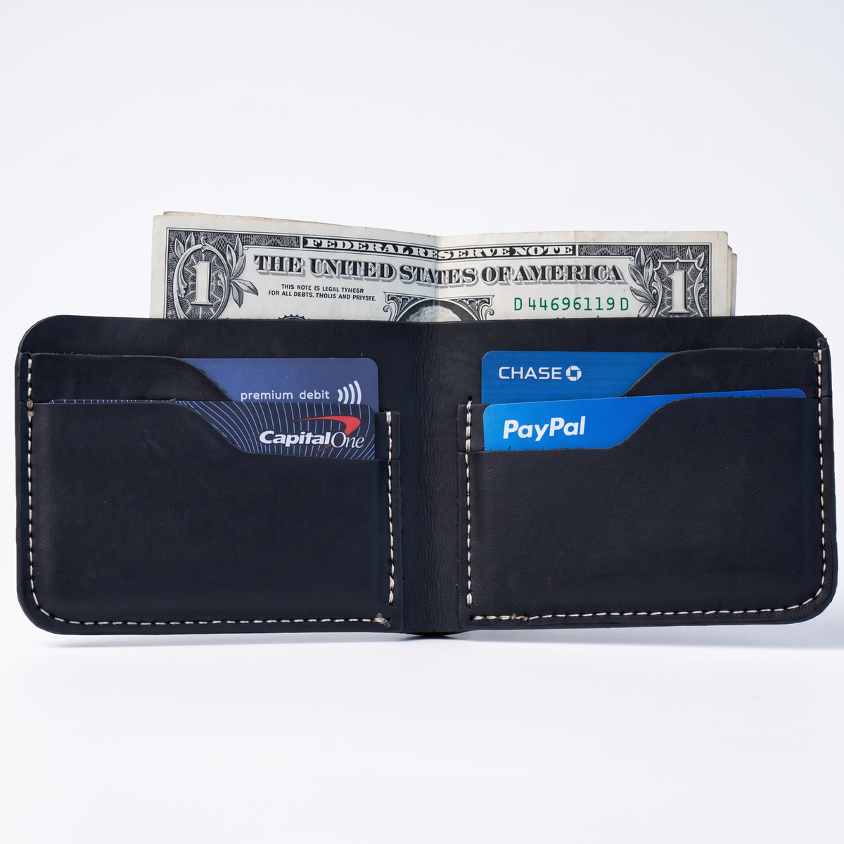 Genuine Handmade Full Grain Leather Bifold Wallet for Men, Slim, Natural, Compact, Classy, Convenient
