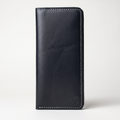 Handmade Full Grain Black Leather Bifold Long Wallet: Slim Minimalist Design